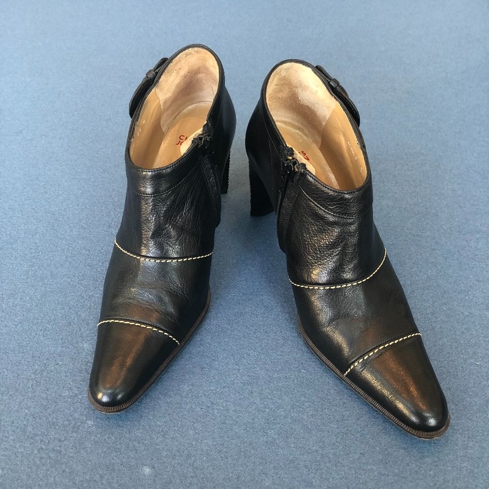 Charles Jourdan Ankle Boots Black/Beige Stitching